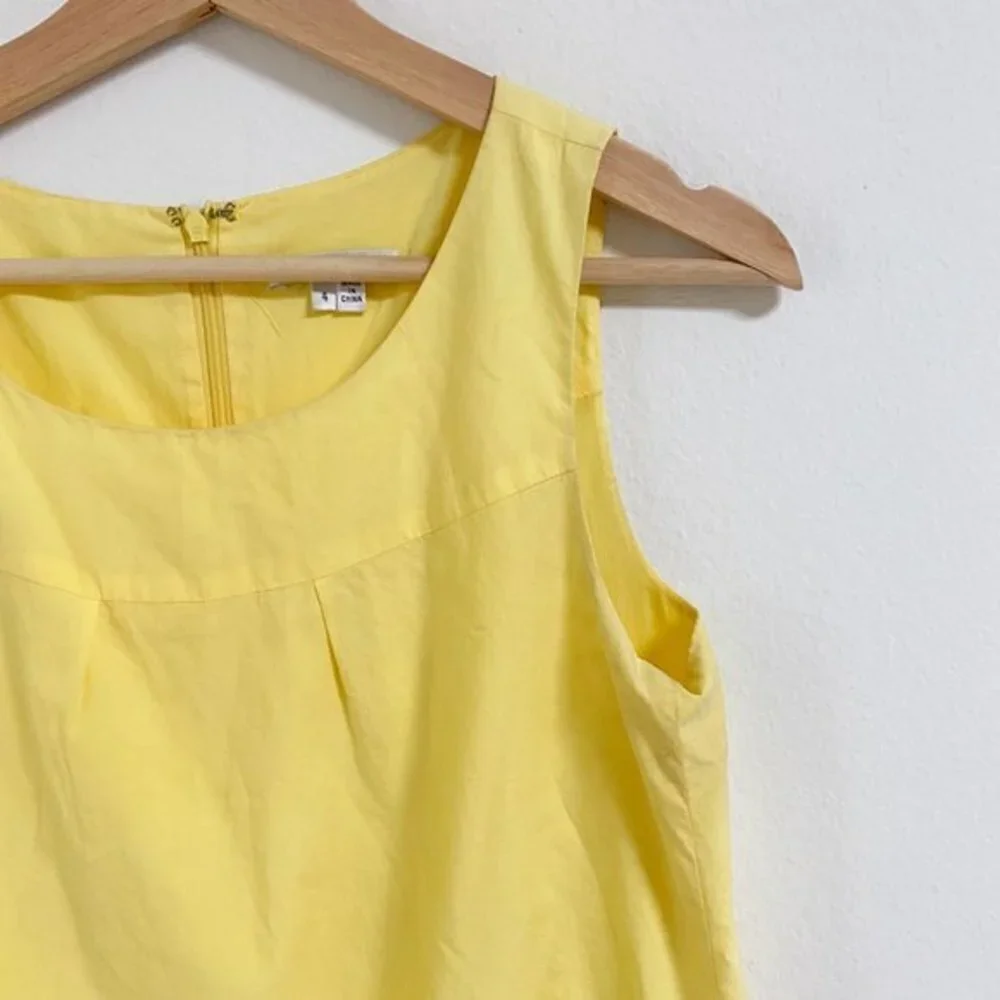 Vince yellow 100% cotton sleeve less straight cut dress